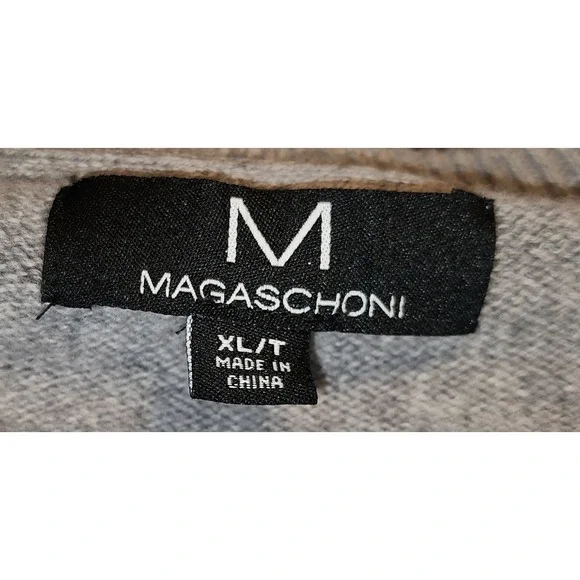 MAGASCHONI Mens Size XL/T Classic Gray Crew Neck Raglan Sleeve Lambswool Sweater - Picture 3 of 6